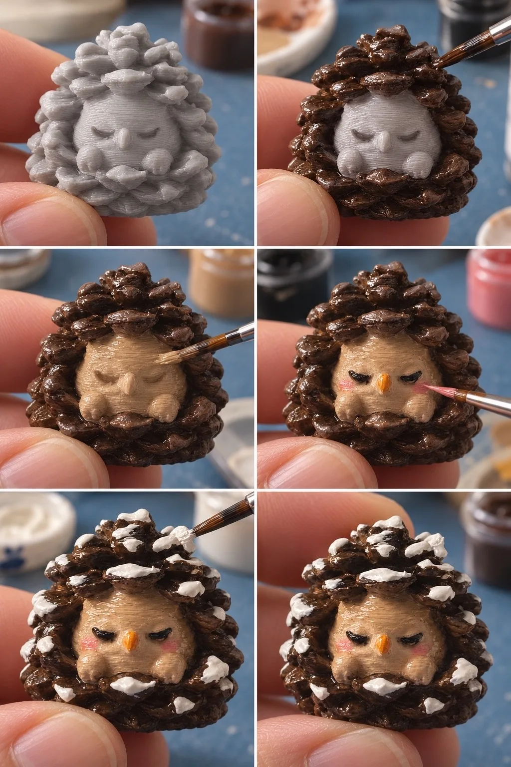 🦉 Совёнок в шишке - зимний топпер для кофе (одноцветный) — фото 2