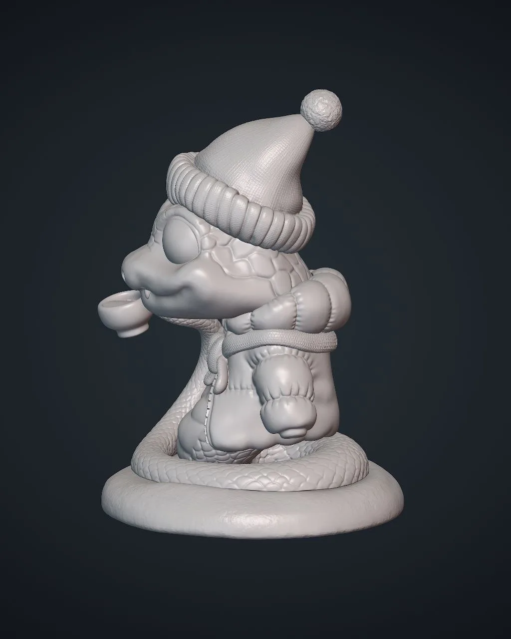 Новогодняя змея с чашкой кофе — STL-модель — фото 6