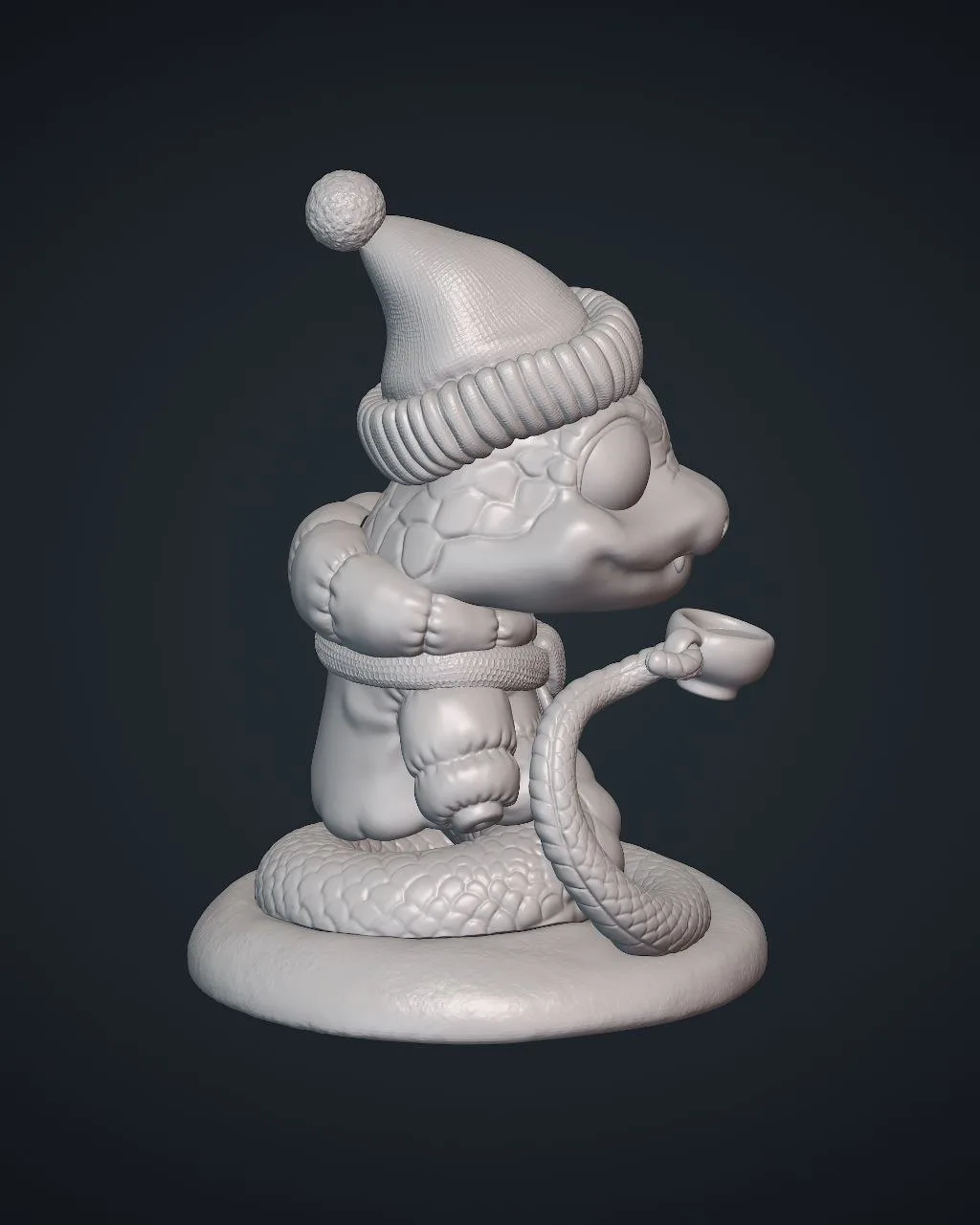 Новогодняя змея с чашкой кофе — STL-модель — фото 7