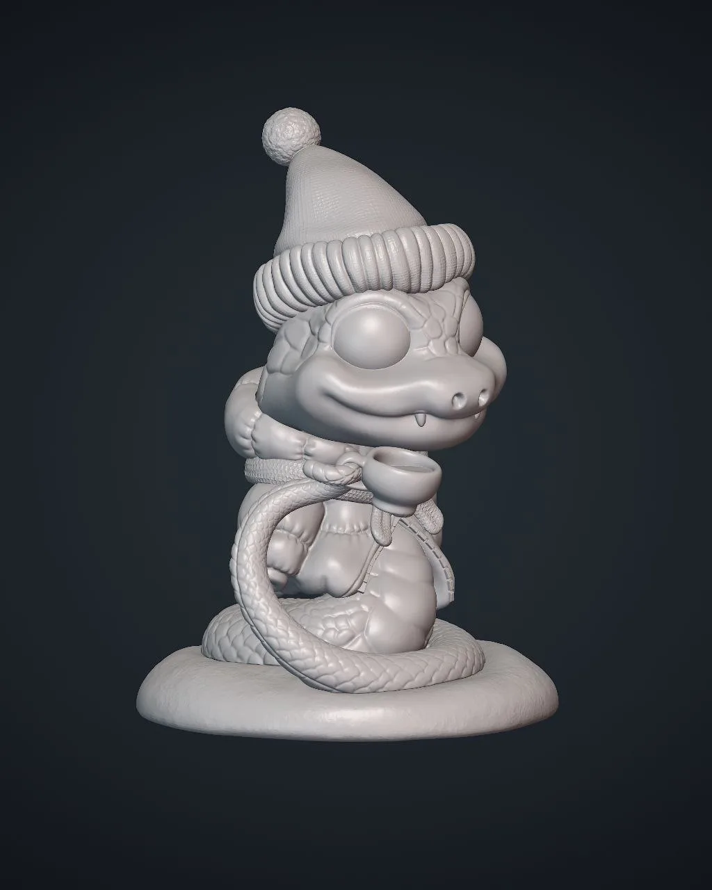 Новогодняя змея с чашкой кофе — STL-модель — фото 4