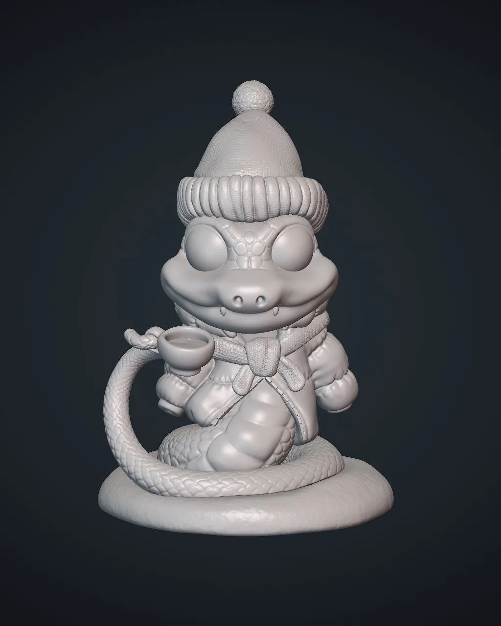 Новогодняя змея с чашкой кофе — STL-модель — фото 2
