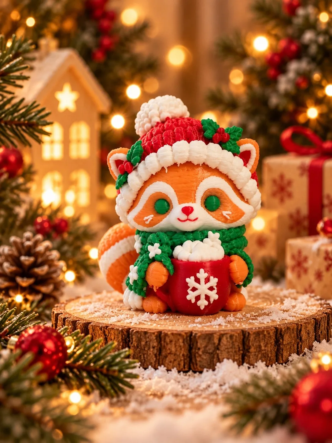 🦝 Рождественский Енот — фигурка и брелок — фото 3