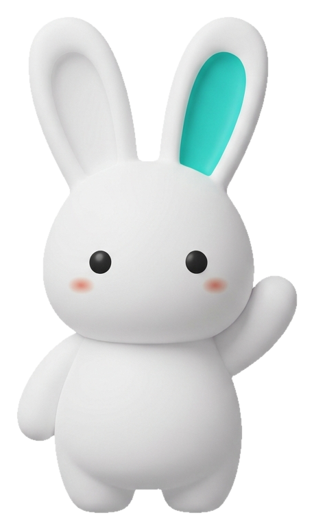 Klikko — маскот BunnySplit, машет лапой